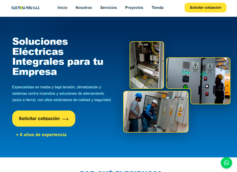 Captura del sitio comercial de Electrisa Perú