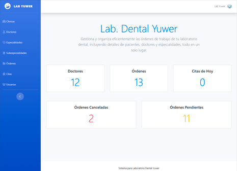 Captura de un sistema de gestión para laboratorio dental